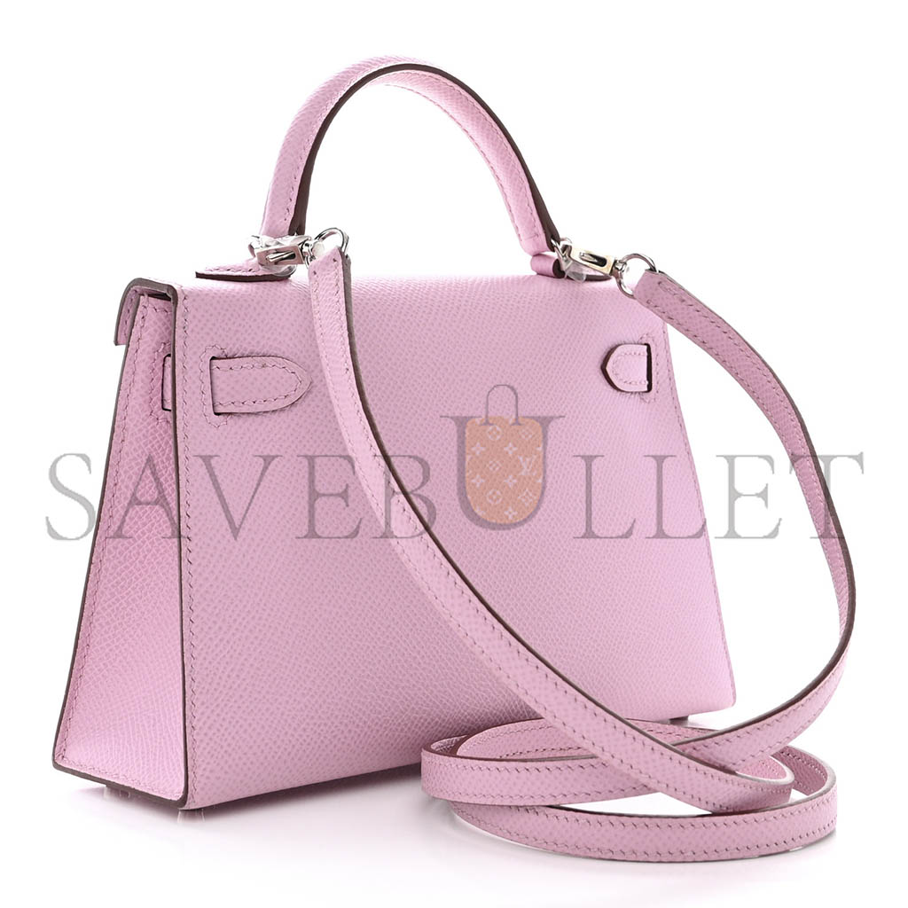 H**mes epsom mini kelly ll cherry blossom pink silver buckle (19*12*5.5cm)